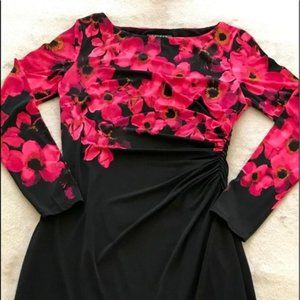 Lauren stretch poppy red and black dress. Size 8